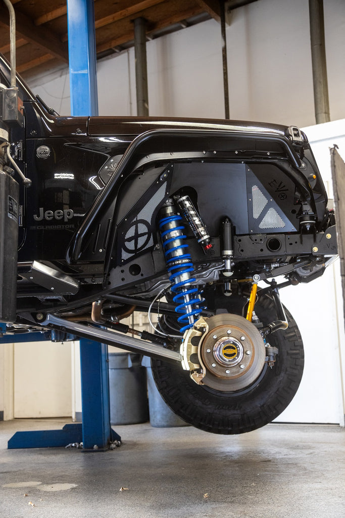 14" Inch Travel EVO SPEC KING FRONT FABRICATION Shock Tower 2.5" or 3.0" COILOVER BLACK FOR JL/JT WRANGLER & GLADIATOR